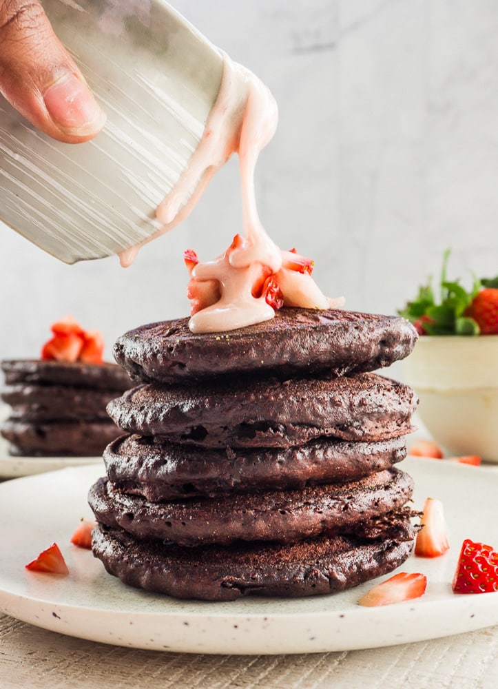 Fluffy Chocolate Pancake Recipe with Strawberry Cream Cheese - Let's Eat  Cuisine