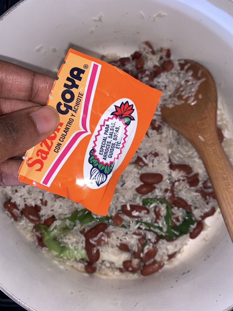 Sazon Rice Recipe Yellow Rice and Red Beans - Let's Eat Cuisine