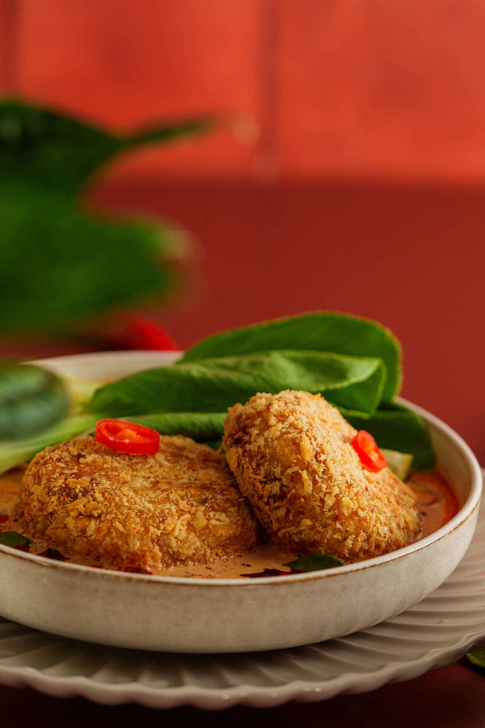 Cod Fish Patties with Red Curry Sauce-8